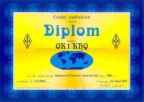 Mistrovství ČR mládeže 2002 - 144 MHz