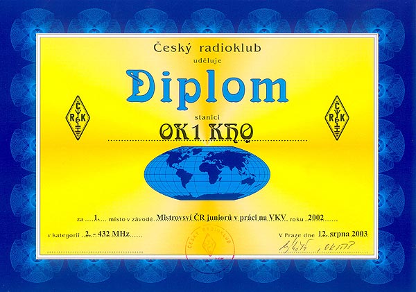 Mistrovství ČR mládeže 2002 - 432 MHz